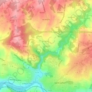 Mappa topografica Le Cussou, altitudine, rilievo