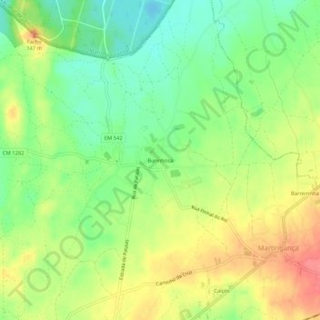 Mappa topografica Burinhosa, altitudine, rilievo