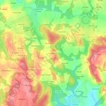 Mappa topografica Quesquedan, altitudine, rilievo