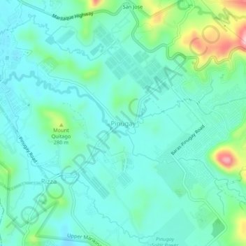 Mappa topografica Pinugay, altitudine, rilievo
