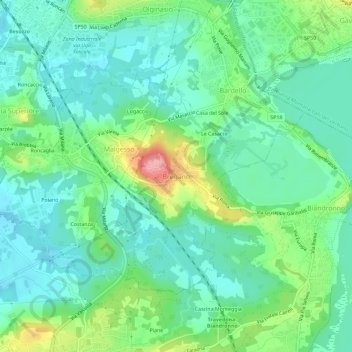 Mappa topografica Bregano, altitudine, rilievo