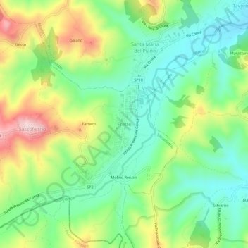 Mappa topografica Fratte, altitudine, rilievo