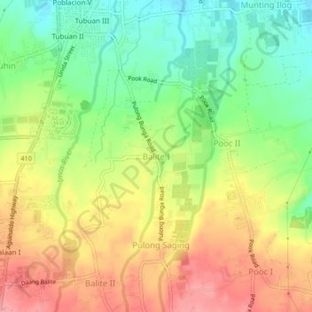 Mappa topografica Balite I, altitudine, rilievo