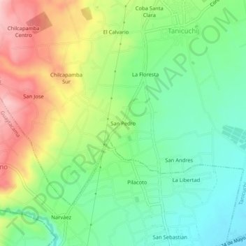 Mappa topografica San Pedro, altitudine, rilievo