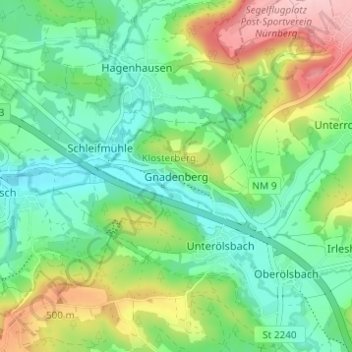 Mappa topografica Gnadenberg, altitudine, rilievo