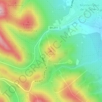 Mappa topografica El Aljibe, altitudine, rilievo