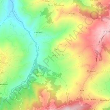 Mappa topografica Vogno, altitudine, rilievo