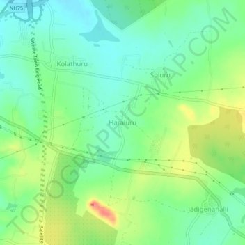 Mappa topografica Haraluru, altitudine, rilievo