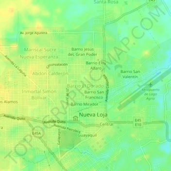 Mappa topografica Barrio El Dorado, altitudine, rilievo