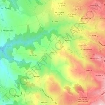 Mappa topografica Vinoy, altitudine, rilievo