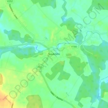 Mappa topografica Naukšēni, altitudine, rilievo