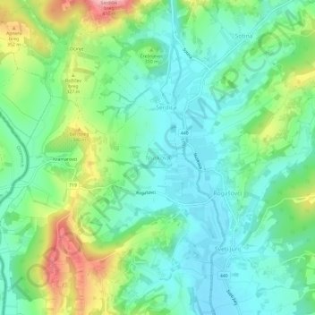 Mappa topografica Nuskova, altitudine, rilievo