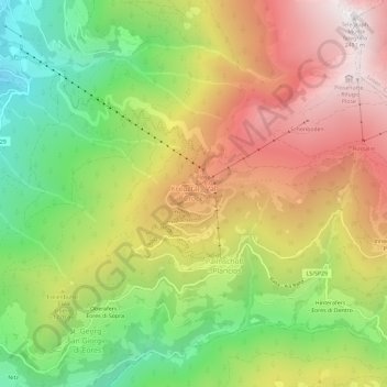 Mappa topografica Kreuztal - Val Croce, altitudine, rilievo