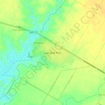 Mappa topografica Juan José Ríos, altitudine, rilievo