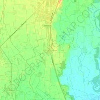 Mappa topografica Villacampagna, altitudine, rilievo