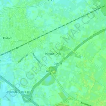 Mappa topografica Nieuw-Dijk, altitudine, rilievo