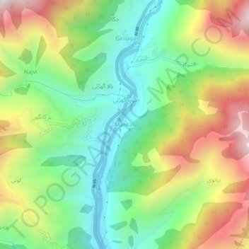 Mappa topografica Mankar, altitudine, rilievo