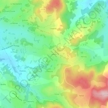 Mappa topografica Jalletat, altitudine, rilievo