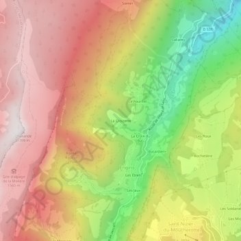 Mappa topografica La Croizette, altitudine, rilievo