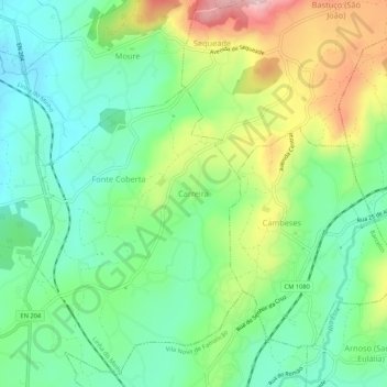 Mappa topografica Carreira, altitudine, rilievo