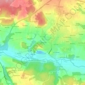 Mappa topografica La Madeleine, altitudine, rilievo