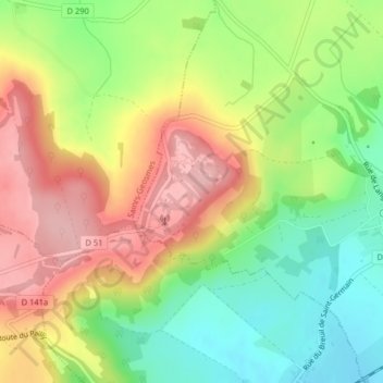 Mappa topografica Cognelot, altitudine, rilievo