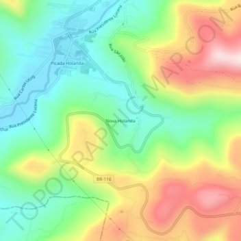 Mappa topografica Nova Holanda, altitudine, rilievo