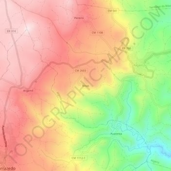 Mappa topografica Ribas, altitudine, rilievo