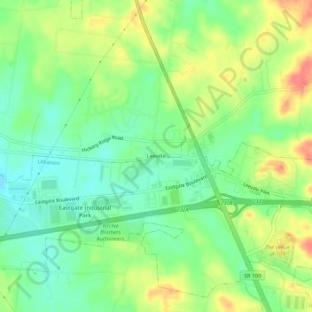 Mappa topografica Leeville, altitudine, rilievo