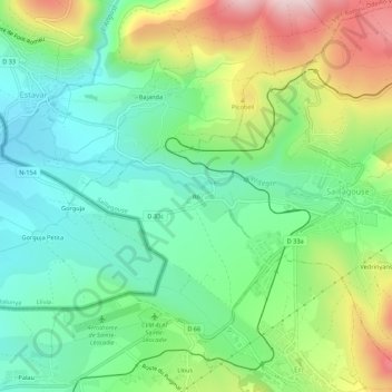 Mappa topografica Rô, altitudine, rilievo