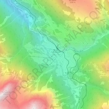 Mappa topografica Bergün/Bravuogn, altitudine, rilievo