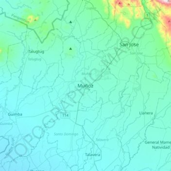 Mappa topografica Muñoz, altitudine, rilievo