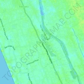 Mappa topografica Thalikulam, altitudine, rilievo