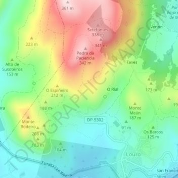 Mappa topografica Naraio, altitudine, rilievo