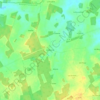 Mappa topografica Le Mineroy, altitudine, rilievo