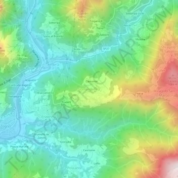 Mappa topografica Somendenna, altitudine, rilievo