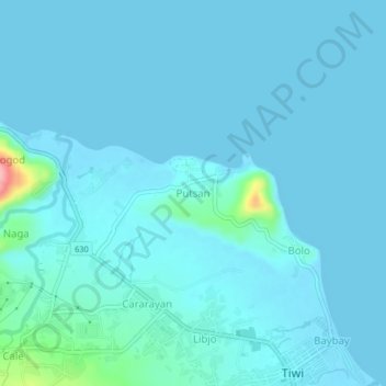 Mappa topografica Putsan, altitudine, rilievo