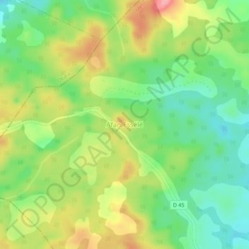 Mappa topografica Afan Essélé, altitudine, rilievo