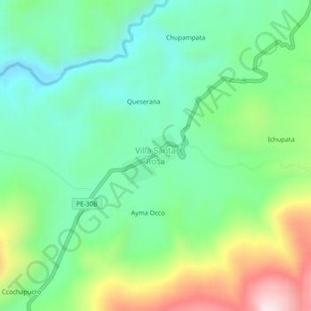 Mappa topografica Villa Santa Rosa, altitudine, rilievo
