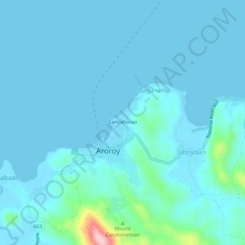 Mappa topografica Managanaga, altitudine, rilievo