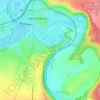 Mappa topografica Serrière, altitudine, rilievo