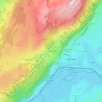 Mappa topografica Les Communaux, altitudine, rilievo