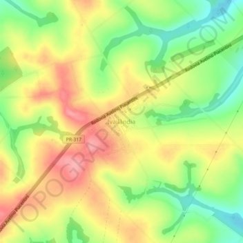 Mappa topografica Ivailândia, altitudine, rilievo