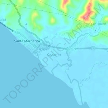 Mappa topografica Cagsumje, altitudine, rilievo