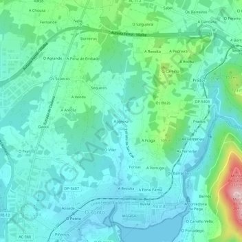 Mappa topografica A Igrexa, altitudine, rilievo