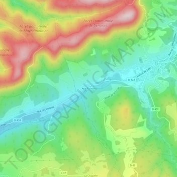Mappa topografica Aux Aulnois, altitudine, rilievo