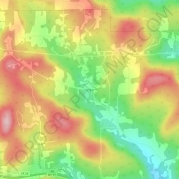 Mappa topografica Dunbar, altitudine, rilievo