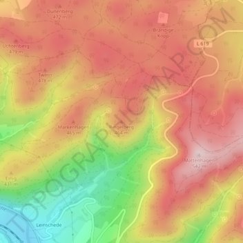 Mappa topografica Ringelberg, altitudine, rilievo