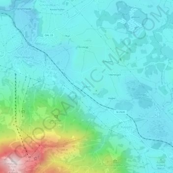 Mappa topografica Wank, altitudine, rilievo