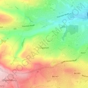 Mappa topografica Broad Folds, altitudine, rilievo